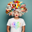 Load image into Gallery viewer, "Neon Rainbow Book Heart" T-Shirt for Book Lovers