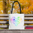 Load image into Gallery viewer, "Neon Rainbow Ombre Book Heart" Tote Bag
