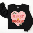 Load image into Gallery viewer, "Merry & Booked" Cozy Christmas Sweatshirt