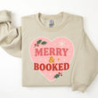 Load image into Gallery viewer, "Merry & Booked" Cozy Christmas Sweatshirt