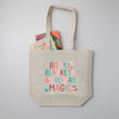 Load image into Gallery viewer, "Books, Blankets & Holiday Magic" Large Canvas Book Bag