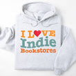 Load image into Gallery viewer, "I Love Indie Bookstores" Wave Design Ash Gray Hooded Sweatshirt