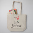 Load image into Gallery viewer, "I Love Indie Bookstores" Script Large Canvas Book Bag
