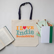 Load image into Gallery viewer, "I Love Indie Bookstores" Wave Tote Bag