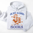 Load image into Gallery viewer, "Just a Girl Who Loves Books" Ash Gray Hooded Sweatshirt