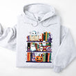 Load image into Gallery viewer, Haunted Bookshelf Halloween Ash Gray Hooded Sweatshirt