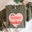 Load image into Gallery viewer, "Merry & Booked" Cozy Christmas Sweatshirt