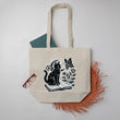 Load image into Gallery viewer, Cat and Book Large Canvas Book Bag