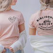 Load image into Gallery viewer, Bibliophile Society and Book Heart Front and Back T-Shirt