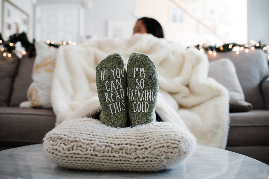 If you can read this... I'm so freaking cold" Christmas Winter Gift Socks