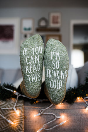 If you can read this... I'm so freaking cold" Christmas Winter Gift Socks