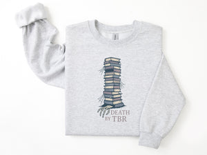 "Death by TBR" Distressed Comfy Sweatshirt