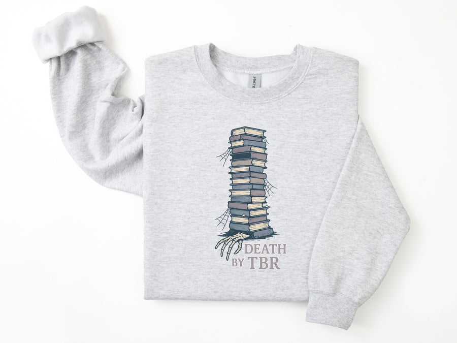 "Death by TBR" Distressed Comfy Sweatshirt