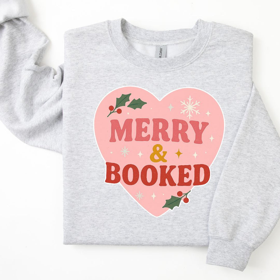 "Merry & Booked" Cozy Christmas Sweatshirt