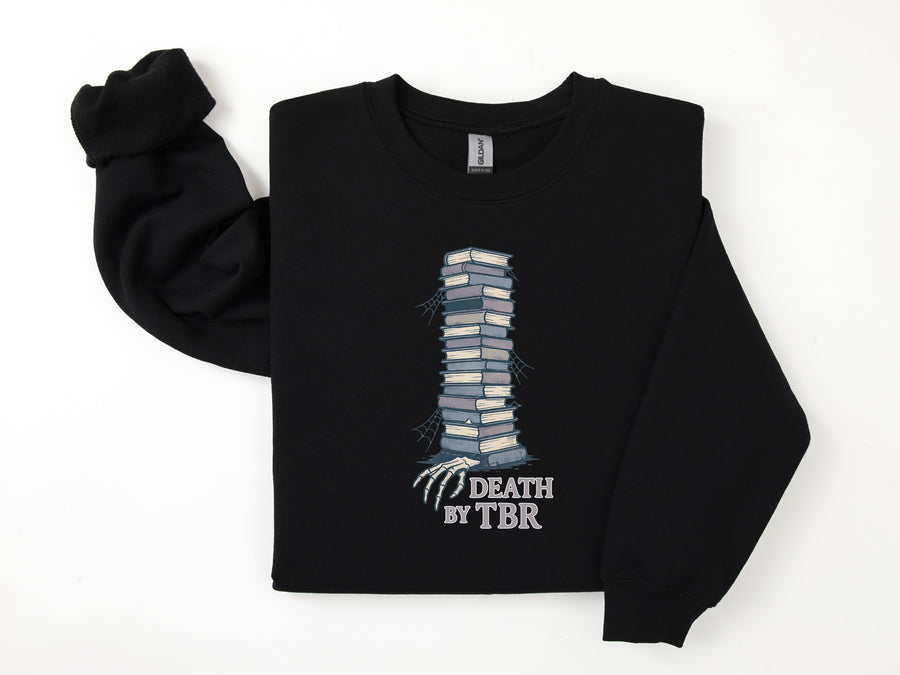 "Death by TBR" Distressed Comfy Sweatshirt