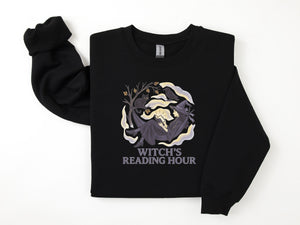 "Witch's Reading Hour" Distressed Halloween Comfy Sweatshirt