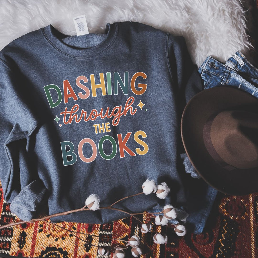"Dashing Through the Books" Cozy Christmas Sweatshirt