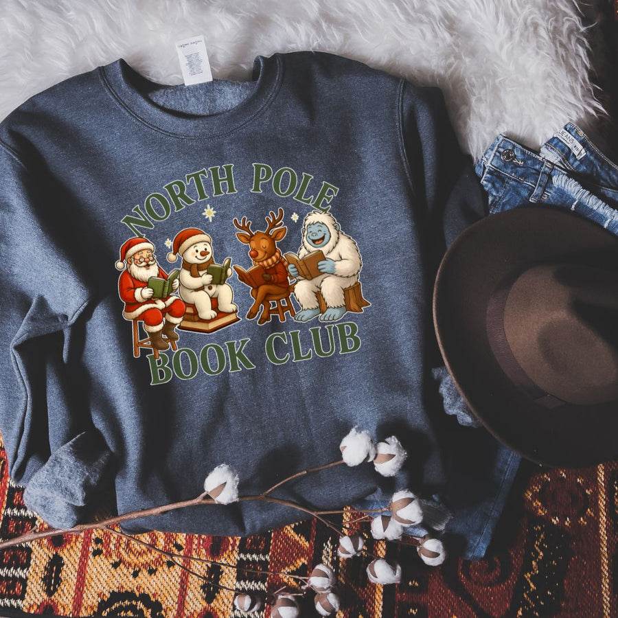 "North Pole Book Club" Cozy Christmas Sweatshirt