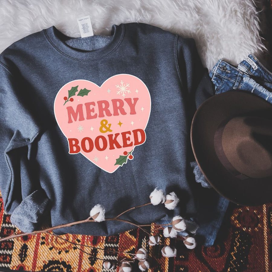 "Merry & Booked" Cozy Christmas Sweatshirt