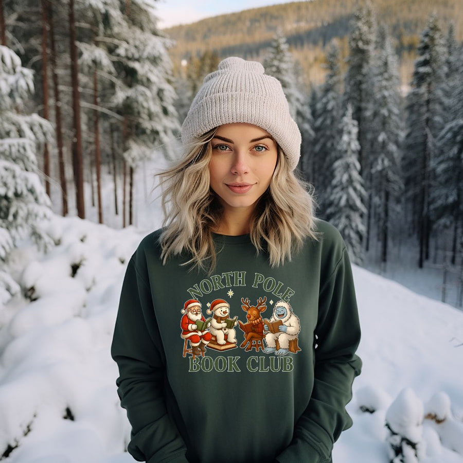"North Pole Book Club" Cozy Christmas Sweatshirt