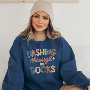 "Dashing Through the Books" Cozy Christmas Sweatshirt