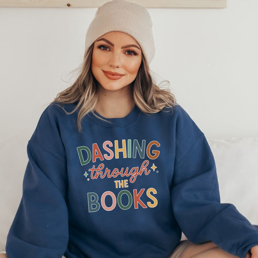 "Dashing Through the Books" Cozy Christmas Sweatshirt