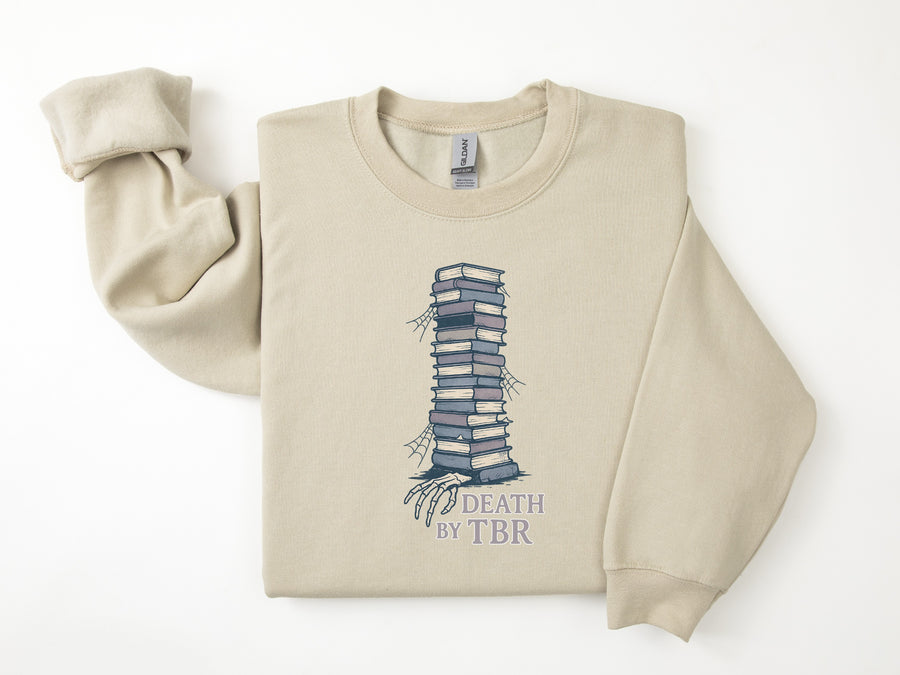 "Death by TBR" Distressed Comfy Sweatshirt