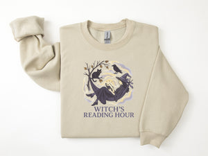"Witch's Reading Hour" Distressed Halloween Comfy Sweatshirt