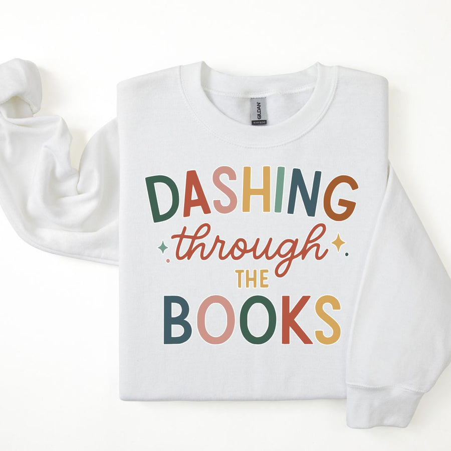 "Dashing Through the Books" Cozy Christmas Sweatshirt