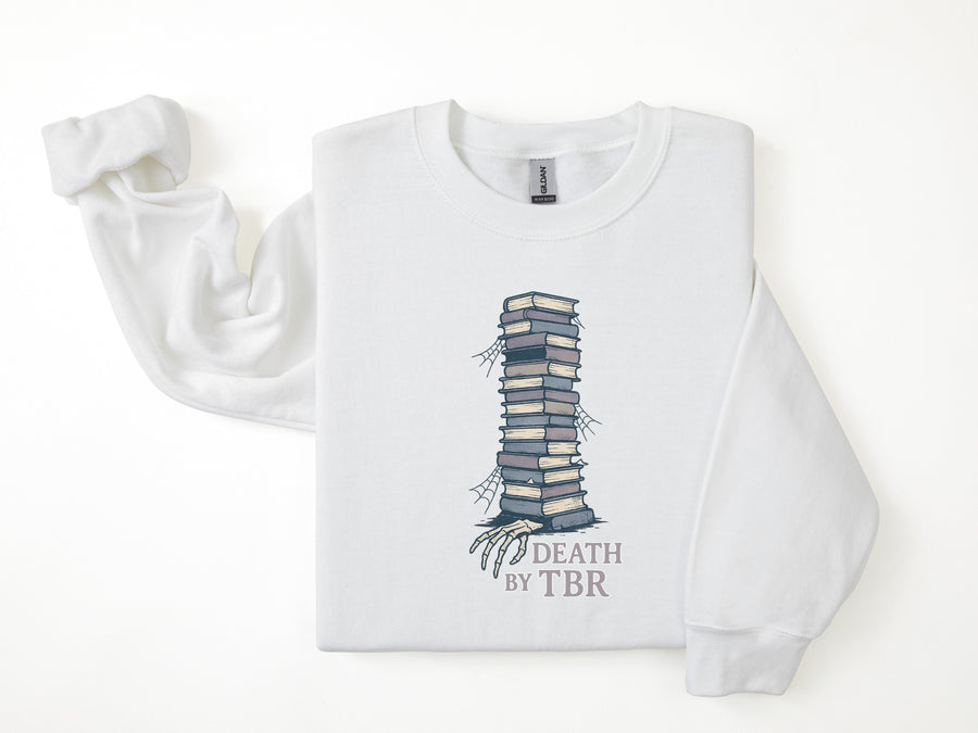 "Death by TBR" Distressed Comfy Sweatshirt