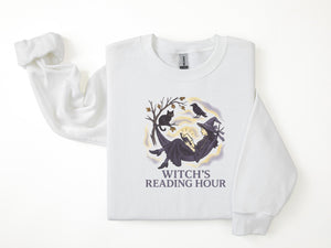 "Witch's Reading Hour" Distressed Halloween Comfy Sweatshirt