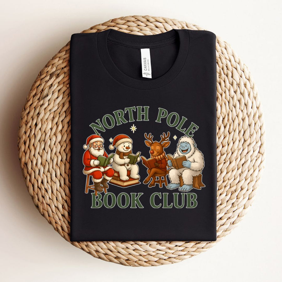 "North Pole Book Club" Christmas Tee