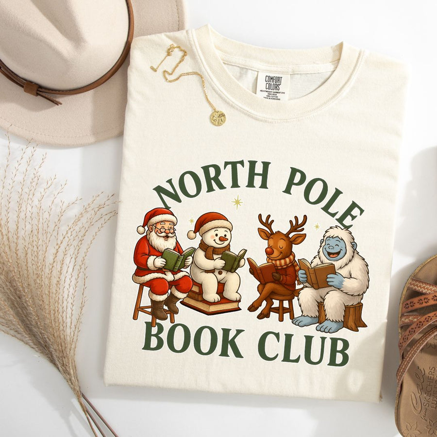 "North Pole Book Club" Festive Christmas Tee