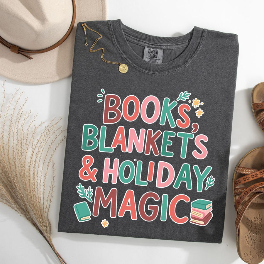 "Books, Blankets & Holiday Magic" Holiday Tee