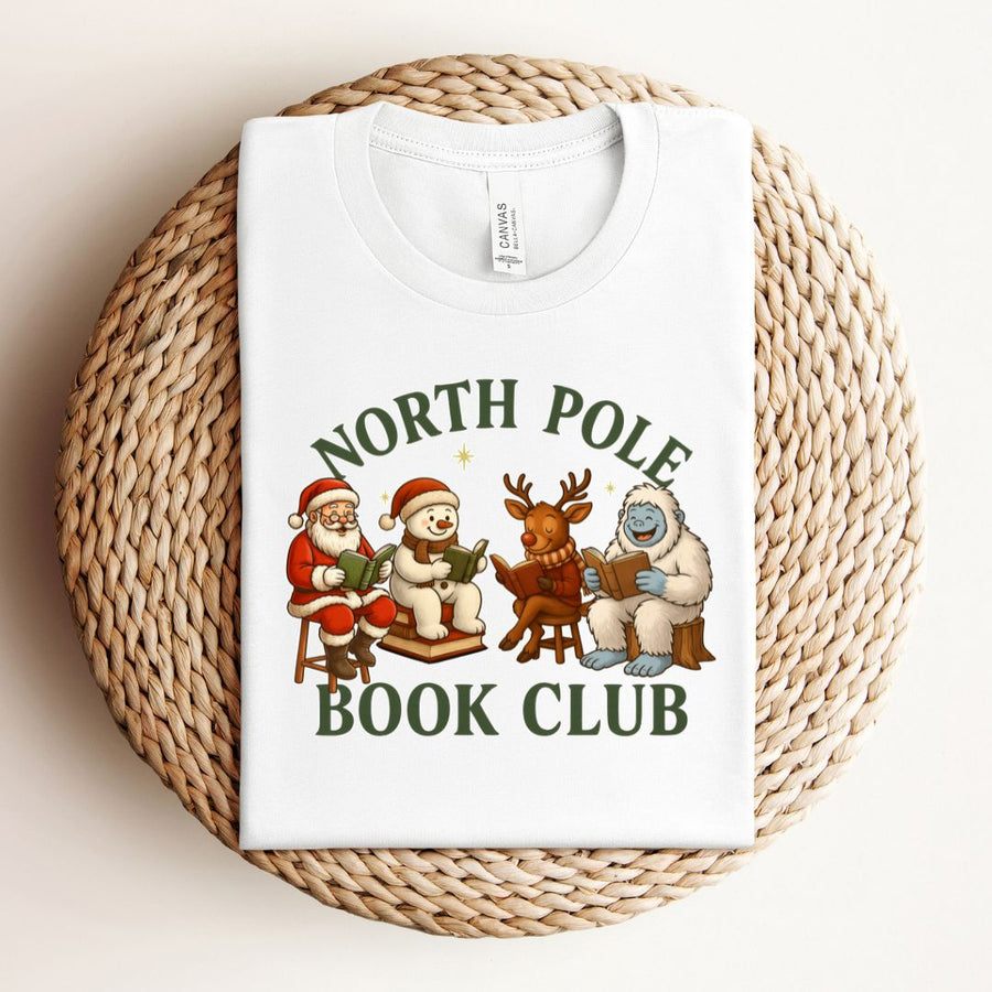 "North Pole Book Club" Christmas Tee