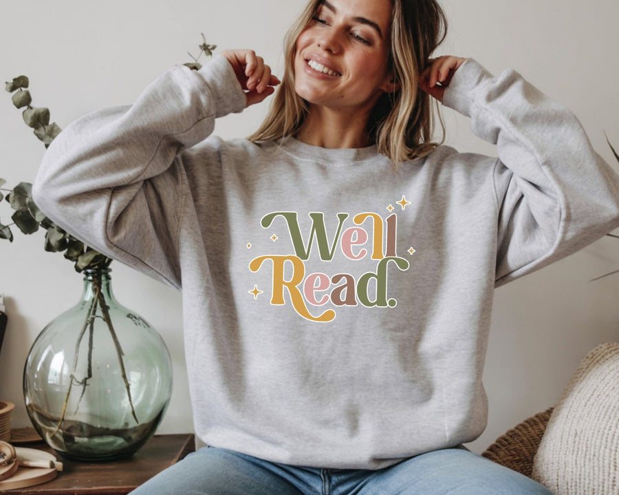 "Well Read" Multicolored Readers Sweatshirt