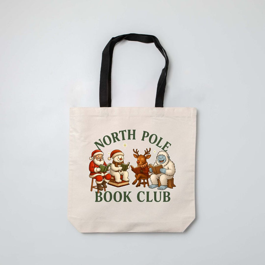 "North Pole Book Club" Christmas Characters Book Bag