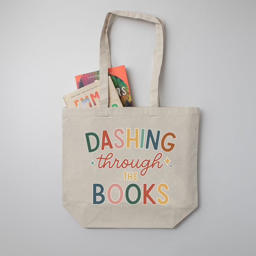 "Dashing Through the Books" Large Canvas Book Bag