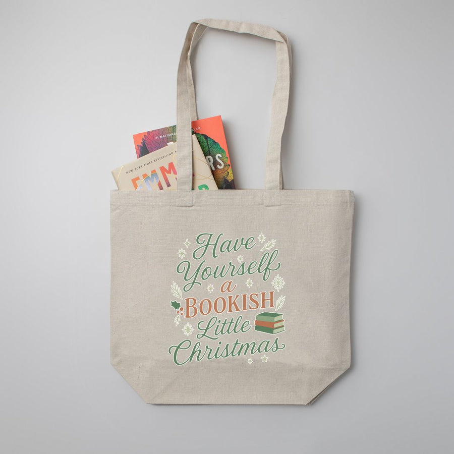 "Have Yourself a Bookish Little Christmas" Large Canvas Book Bag