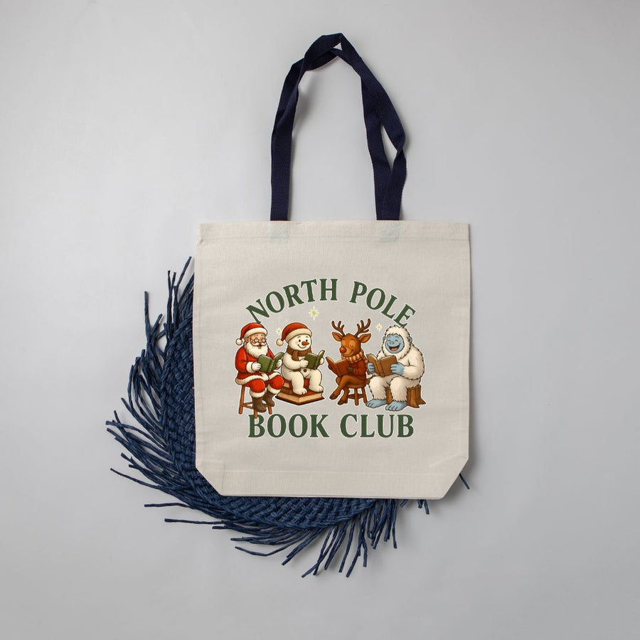 "North Pole Book Club" Christmas Characters Book Bag