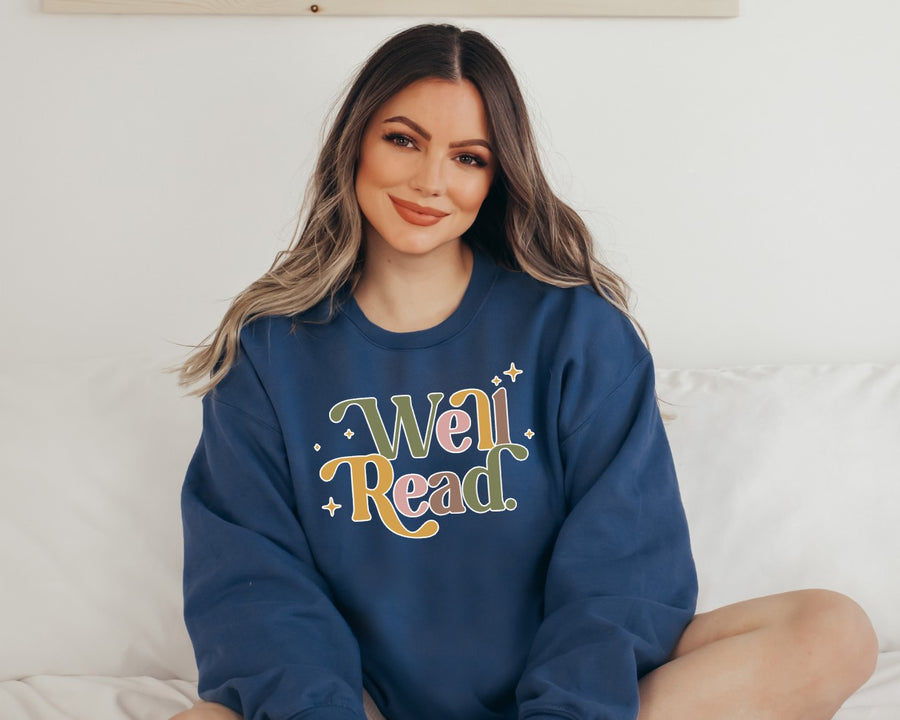 "Well Read" Multicolored Readers Sweatshirt