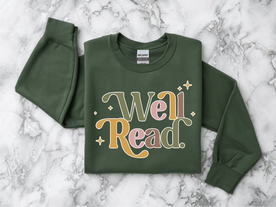 "Well Read" Multicolored Readers Sweatshirt