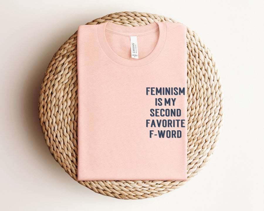 "Feminism is My Second Favorite F-Word" Oversized Pocket Logo T-Shirt