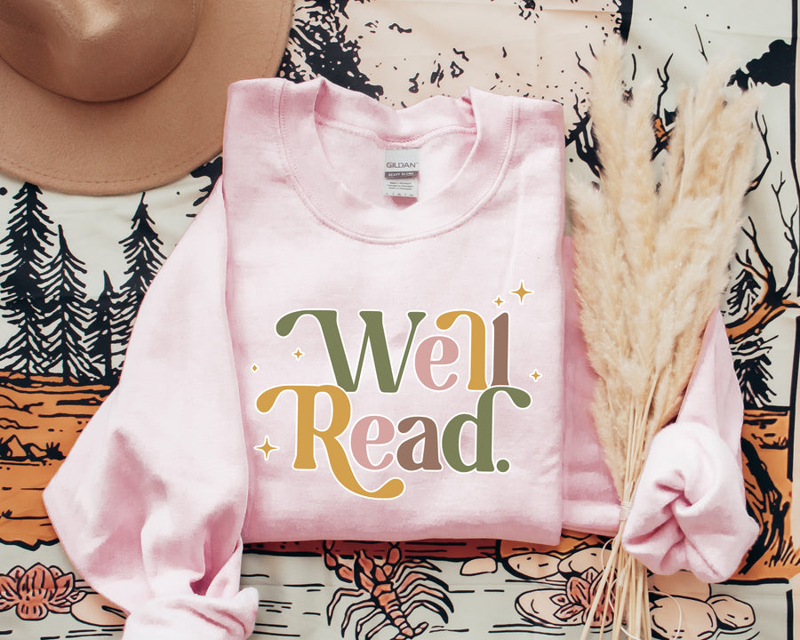 "Well Read" Multicolored Readers Sweatshirt