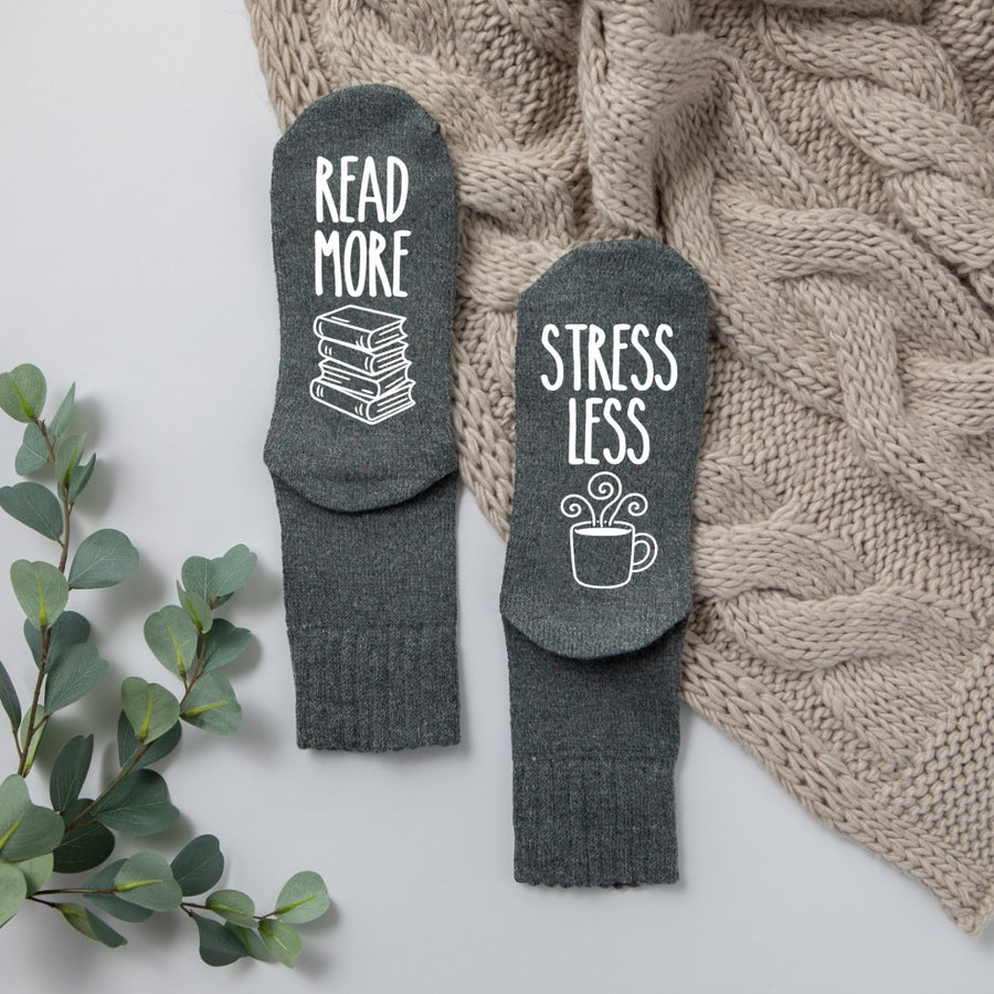 Read More, Stress Less. Coffee Lover Socks