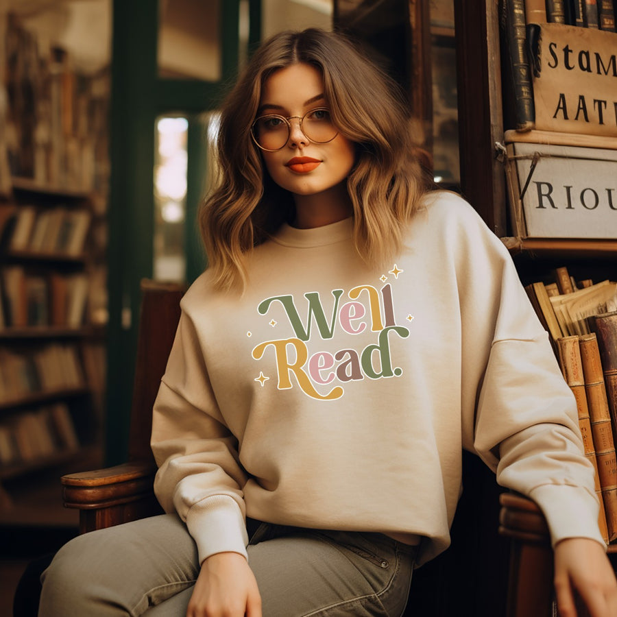 "Well Read" Multicolored Readers Sweatshirt