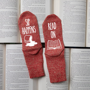 Sip Happens, Read On, Book and Coffee Lover Socks