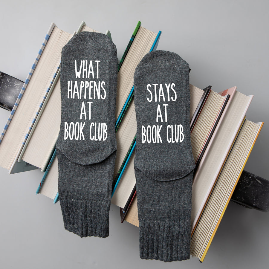 "What Happens At Book Club... Stays At Book Club" Book Club Gift Socks