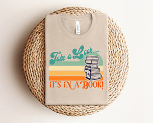 "TAKE A LOOK IT'S IN A BOOK" READER'S T-SHIRT, RETRO DESIGN