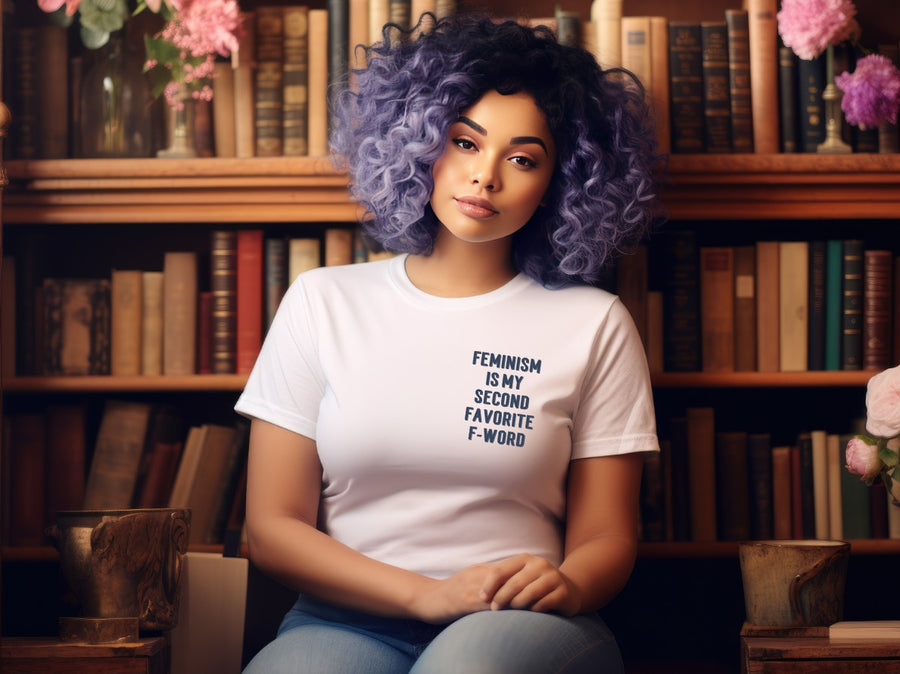 "Feminism is My Second Favorite F-Word" Oversized Pocket Logo T-Shirt